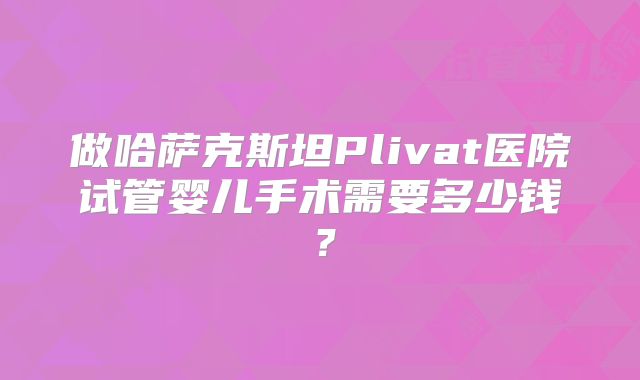 做哈萨克斯坦Plivat医院试管婴儿手术需要多少钱?