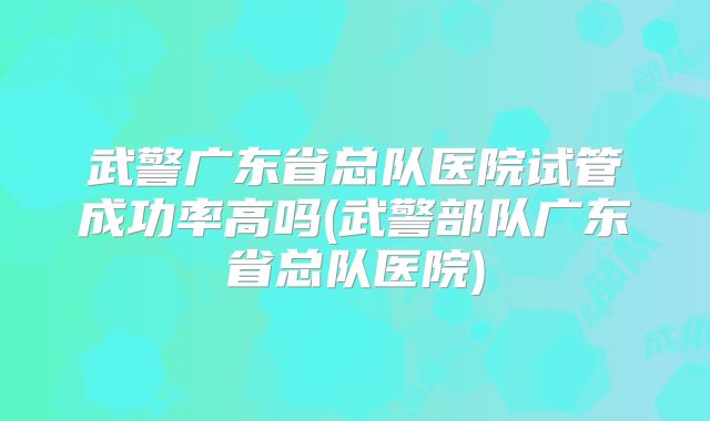 武警广东省总队医院试管成功率高吗(武警部队广东省总队医院)