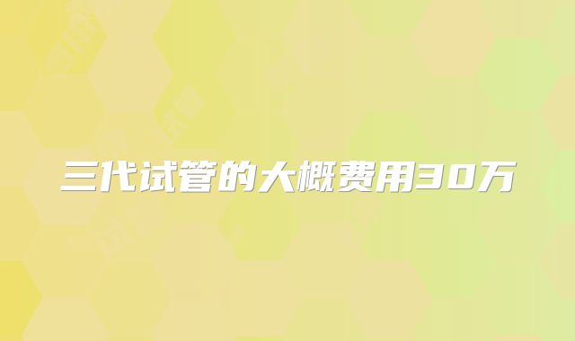 三代试管的大概费用30万