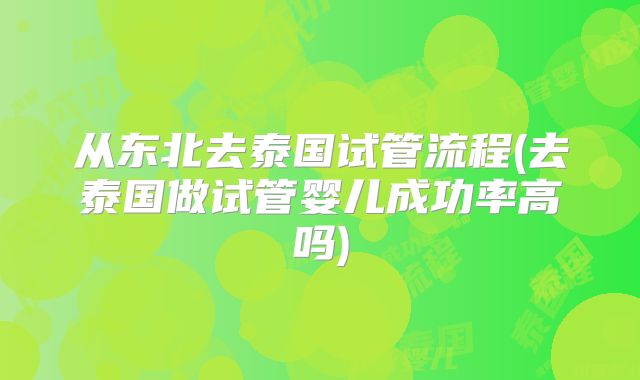 从东北去泰国试管流程(去泰国做试管婴儿成功率高吗)