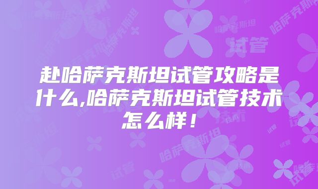 赴哈萨克斯坦试管攻略是什么,哈萨克斯坦试管技术怎么样！