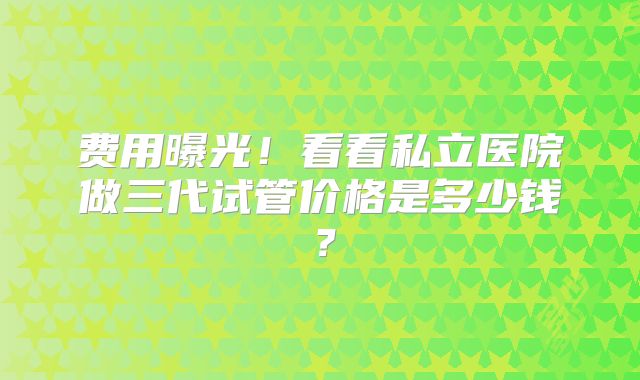 费用曝光！看看私立医院做三代试管价格是多少钱？