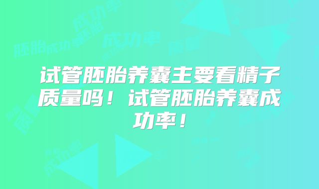 试管胚胎养囊主要看精子质量吗!试管胚胎养囊成功率!