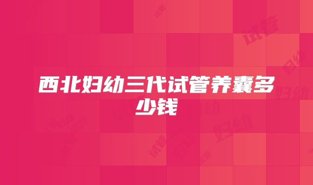 西北妇幼三代试管养囊多少钱