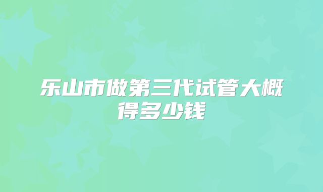 乐山市做第三代试管大概得多少钱