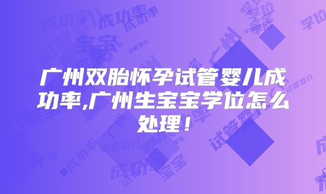 广州双胎怀孕试管婴儿成功率,广州生宝宝学位怎么处理！