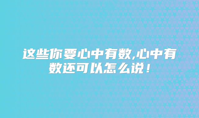 这些你要心中有数,心中有数还可以怎么说!