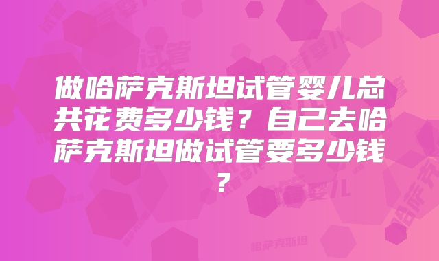 做哈萨克斯坦试管婴儿总共花费多少钱?自己去哈萨克斯坦做试管要多少钱?