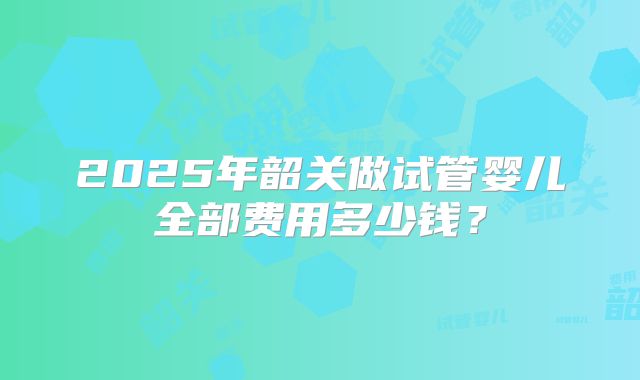 2025年韶关做试管婴儿全部费用多少钱？