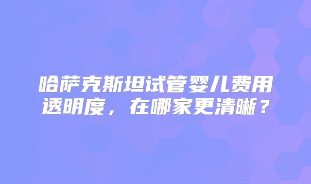 哈萨克斯坦试管婴儿费用透明度，在哪家更清晰？