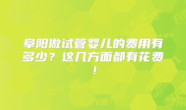 阜阳做试管婴儿的费用有多少？这几方面都有花费！