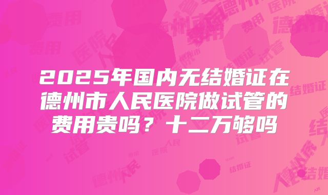 2025年国内无结婚证在德州市人民医院做试管的费用贵吗？十二万够吗