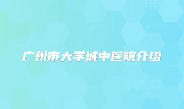 广州市大学城中医院介绍
