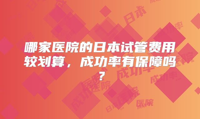 哪家医院的日本试管费用较划算，成功率有保障吗？