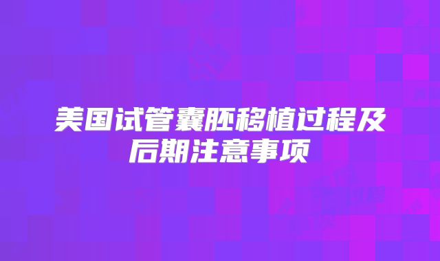 美国试管囊胚移植过程及后期注意事项