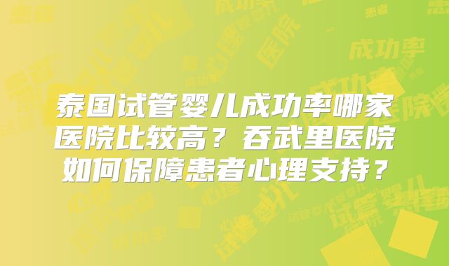 泰国试管婴儿成功率哪家医院比较高？吞武里医院如何保障患者心理支持？