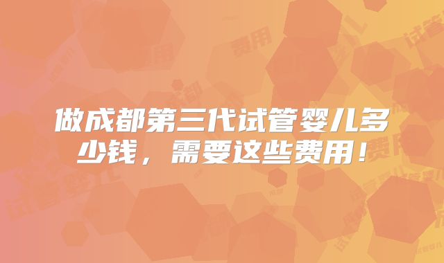 做成都第三代试管婴儿多少钱,需要这些费用!