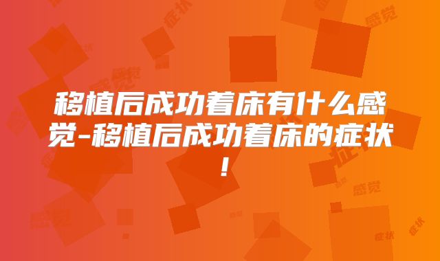 移植后成功着床有什么感觉-移植后成功着床的症状!