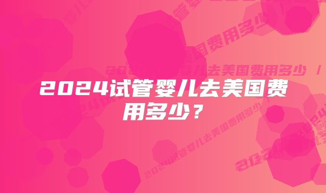 2024试管婴儿去美国费用多少？