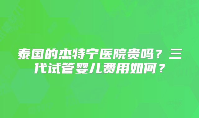 泰国的杰特宁医院贵吗？三代试管婴儿费用如何？