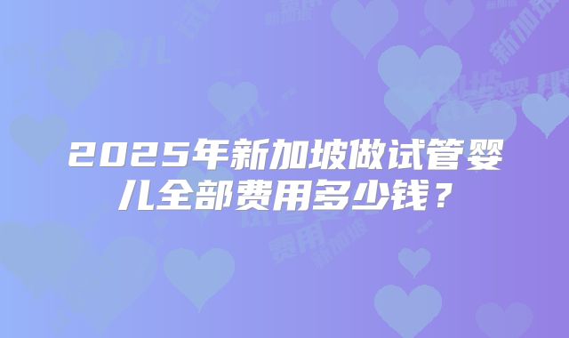 2025年新加坡做试管婴儿全部费用多少钱？