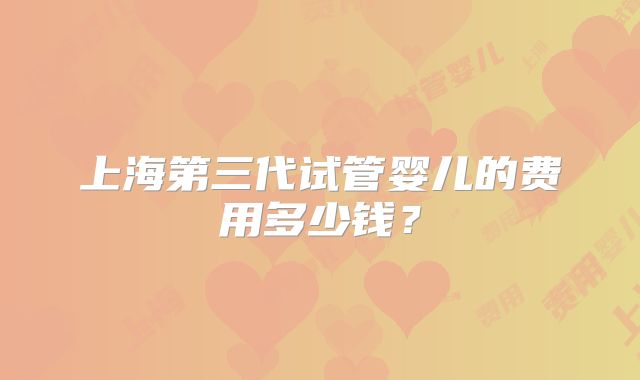 上海第三代试管婴儿的费用多少钱？