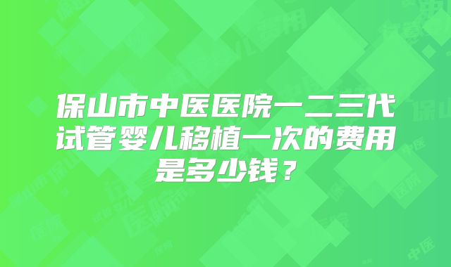 保山市中医医院一二三代试管婴儿移植一次的费用是多少钱？