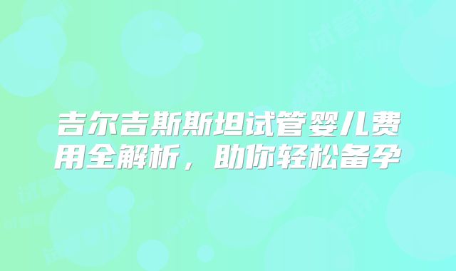 吉尔吉斯斯坦试管婴儿费用全解析，助你轻松备孕