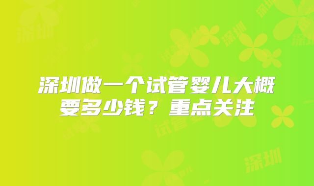 深圳做一个试管婴儿大概要多少钱？重点关注