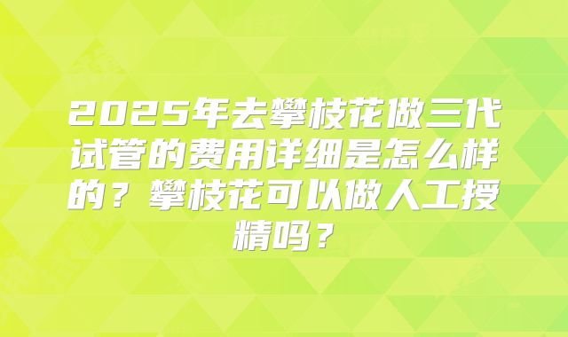 2025年去攀枝花做三代试管的费用详细是怎么样的？攀枝花可以做人工授精吗？