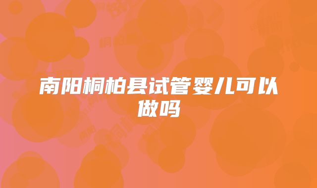 南阳桐柏县试管婴儿可以做吗