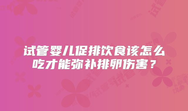 试管婴儿促排饮食该怎么吃才能弥补排卵伤害？