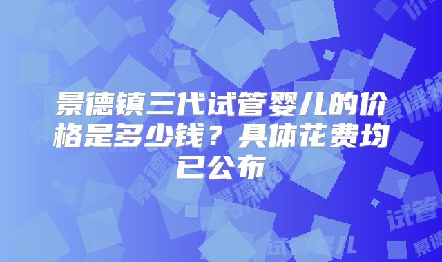 景德镇三代试管婴儿的价格是多少钱？具体花费均已公布