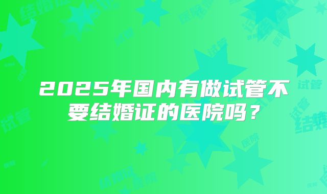2025年国内有做试管不要结婚证的医院吗？