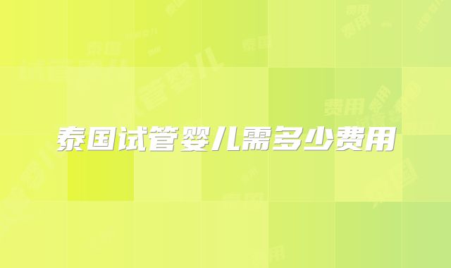 泰国试管婴儿需多少费用