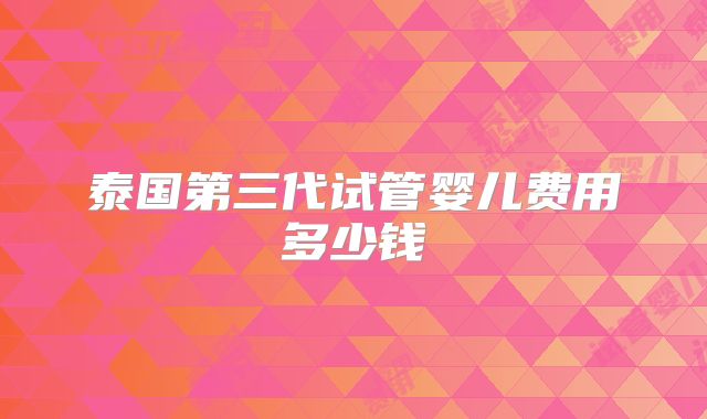 泰国第三代试管婴儿费用多少钱
