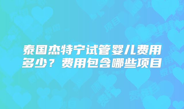 泰国杰特宁试管婴儿费用多少？费用包含哪些项目
