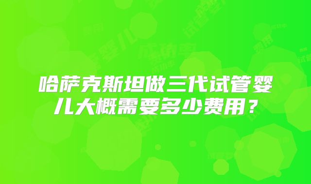 哈萨克斯坦做三代试管婴儿大概需要多少费用？