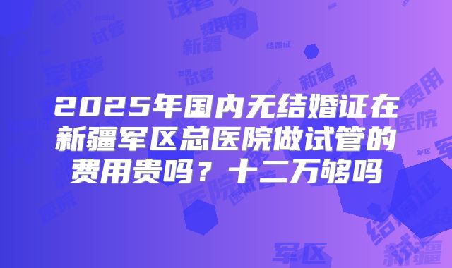 2025年国内无结婚证在新疆军区总医院做试管的费用贵吗?十二万够吗