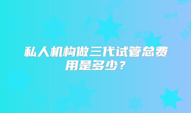 私人机构做三代试管总费用是多少？