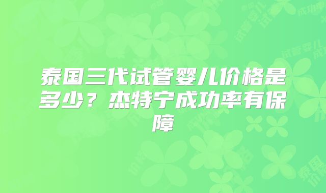 泰国三代试管婴儿价格是多少？杰特宁成功率有保障