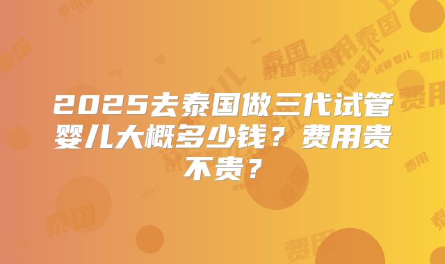 2025去泰国做三代试管婴儿大概多少钱?费用贵不贵?
