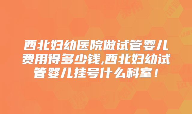 西北妇幼医院做试管婴儿费用得多少钱,西北妇幼试管婴儿挂号什么科室!