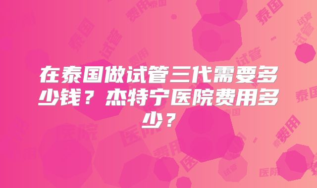 在泰国做试管三代需要多少钱?杰特宁医院费用多少?
