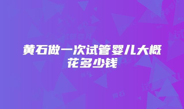 黄石做一次试管婴儿大概花多少钱