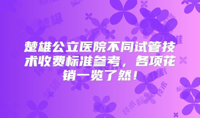 楚雄公立医院不同试管技术收费标准参考，各项花销一览了然！