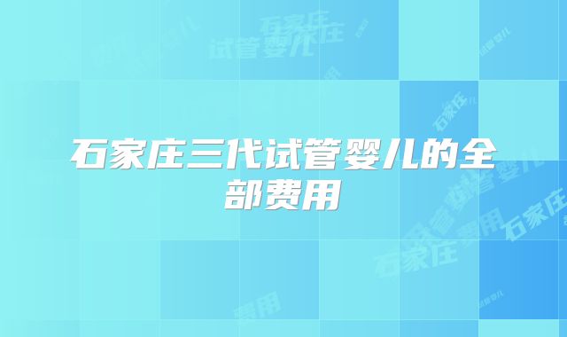 石家庄三代试管婴儿的全部费用