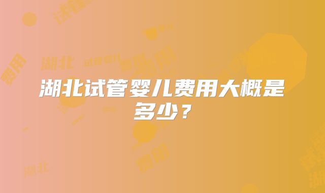 湖北试管婴儿费用大概是多少?