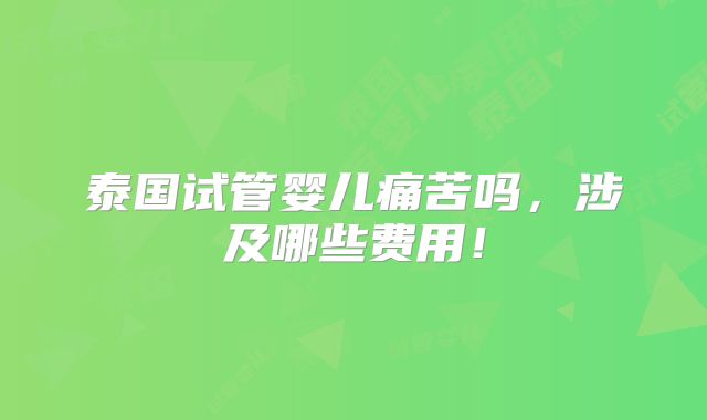泰国试管婴儿痛苦吗,涉及哪些费用!