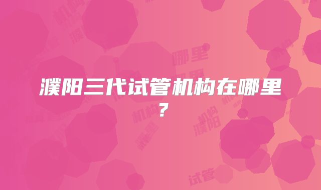 濮阳三代试管机构在哪里？